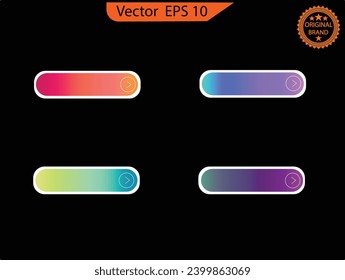 Set of  buttons and sliders, web icons of different forms. Gradient mesh. Set of vector modern material style buttons. Different gradient colors. 