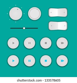 Set of buttons and switches for multimedia player, vector illustration