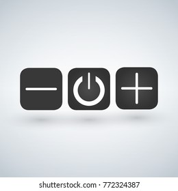 Set of buttons switches regulators isolated on white background