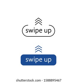 set of buttons with text swipe up. black and blue arrows, web icons for advertising and marketing in social media application modern fashion. simple graphic design on white background