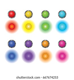 A set of buttons that glow when turned on