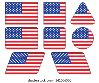 set of buttons with United States flag