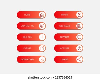 Set of buttons vector modern material style . gradient colors of elements and icons on background vector illustration