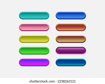 Set of buttons vector modern material style . gradient colors of elements and icons on background vector illustration