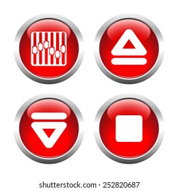 Set of buttons for web, arrow, equalizer, eject. Vector. 