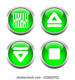 Set of buttons for web, arrow, equalizer, eject. Vector. 