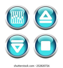 Set of buttons for web, arrow, equalizer, eject. Vector. 