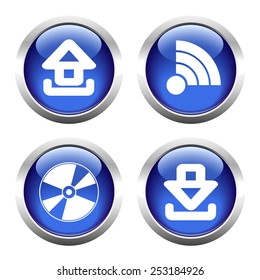 Set of buttons for web, CD, download, upload, wi-fi. Vector.