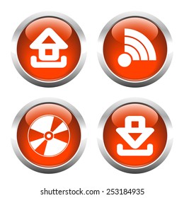 Set of buttons for web, CD, download, upload, wi-fi. Vector.