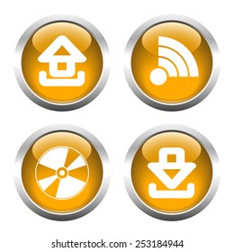 Set of buttons for web, CD, download, upload, wi-fi. Vector.