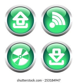 Set of buttons for web, CD, download, upload, wi-fi. Vector.