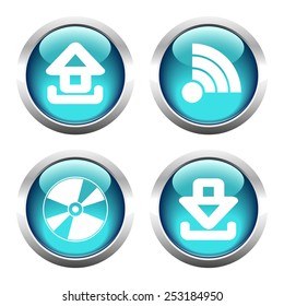 Set of buttons for web, CD, download, upload, wi-fi. Vector.