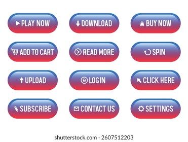 Set of buttons for web design. Vector buttons isolated on white background.