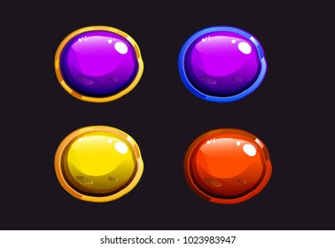 Set of buttons for web and games. Cartoon buttons. 