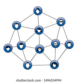 Set of buttons for web. Human heads and silhouettes. Interpersonal relations and communication. Vector outline Illustration and icons.