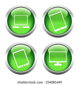 Set of buttons for web, laptop, smartphone, tablet, monitor. Vector.