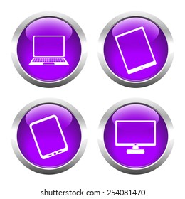 Set of buttons for web, laptop, smartphone, tablet, monitor. Vector.