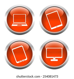 Set of buttons for web, laptop, smartphone, tablet, monitor. Vector.