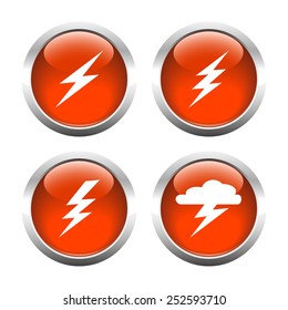 Set of buttons for web, lightning, electricity. Vector.