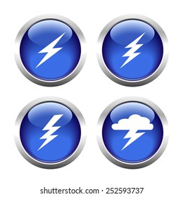 Set of buttons for web, lightning, electricity. Vector.