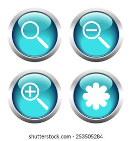 Set of buttons for web, magnifier, asterisk. Vector.