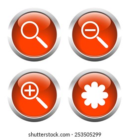 Set of buttons for web, magnifier, asterisk. Vector.