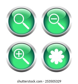 Set of buttons for web, magnifier, asterisk. Vector.