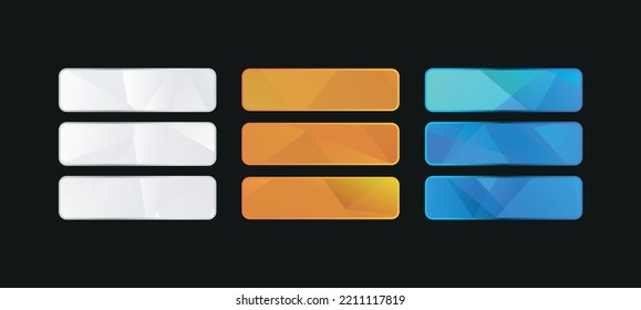 set of buttons web on black background