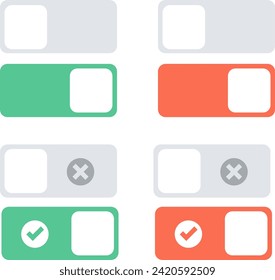 Set of buttons for web sites and user interface. Vector illustration. On and Off Button.