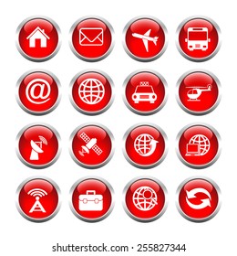 Set of buttons for web, tablet, phone. tools, camera, flash drive. Vector.