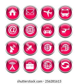 Set of buttons for web, tablet, smart-phone. tools, camera, flash drive. Vector.