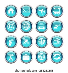 Set of buttons for web, tablet, smart-phone. tools, camera, flash drive. Vector.