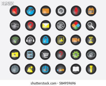 set of buttons for website technology, icon, vector illustration eps10