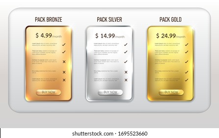 Set buttonweb price table pack