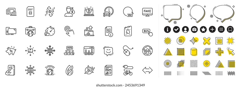 Conjunto de comprar Botón, tarjeta y libro de iconos de línea de coche para el App de Web. Elementos de diseño, íconos de medios sociales. Equipo, archivo de Borrar, iconos de resultados de Encuesta. Vector