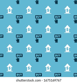 Buy button und Financial Growth and Coin auf nahtloses Muster setzen. Vektorillustration