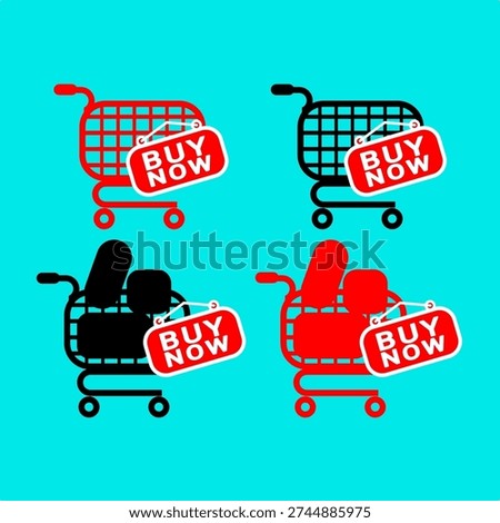 set of buy now and crate sign illustration