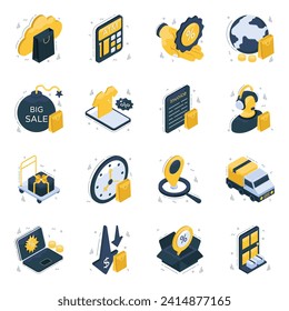 Set of Buying Isometric Icons

