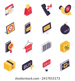 Set of Buying Isometric Icons


