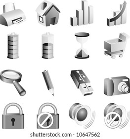 Set of B&w icons. Vector illustration.