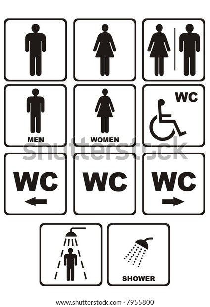 Set Bw Wc Icons Stock Vector (Royalty Free) 7955800 | Shutterstock