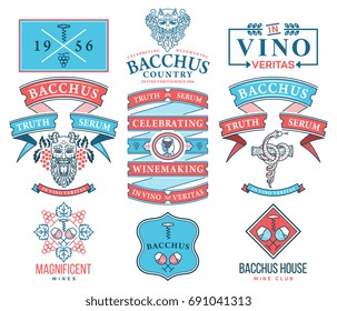 Set C of wine badges and icons for any use colored