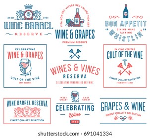 Set C of wine badges and icons for any use colored