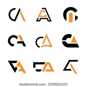 Set of CA letter monogram icon logo abstract vector business design