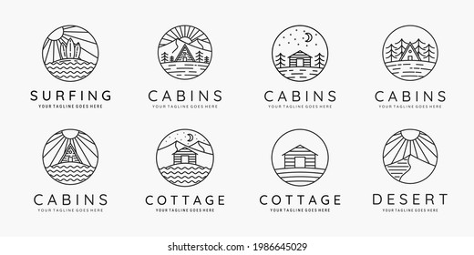 Set of cabin adventure logo symbol vector illustration design