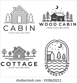 Set Cabin Or Cottage Vector Logo Illustration Design