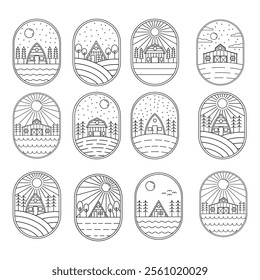 set of cabin logo vector icon