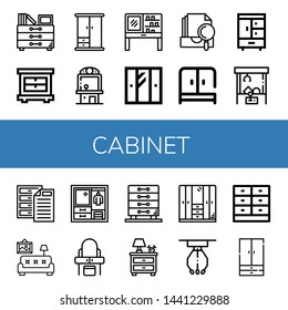 Set of cabinet icons such as Drawers, Closet, Wardrobe, Claw machine, Dressing table, Archive, Living room, Nightstand, Drawer , cabinet
