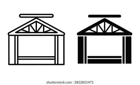 A set of cable car icons featuring outline and solid styles for mountain transport and ski resort navigation.