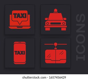 Ajuste el teleférico, el servicio de taxi de llamadas de laptops, el camión Taxi y el servicio de llamadas telefónicas de Taxi. Vector